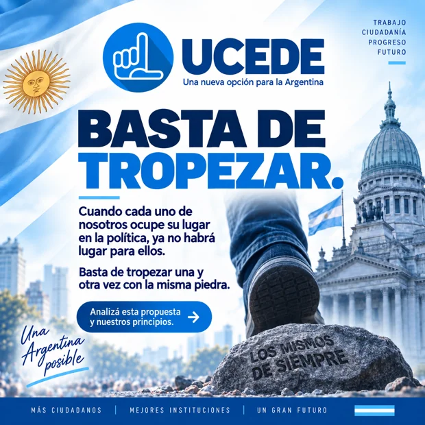 Basta de tropezar — lámina de UCEDE Nacional