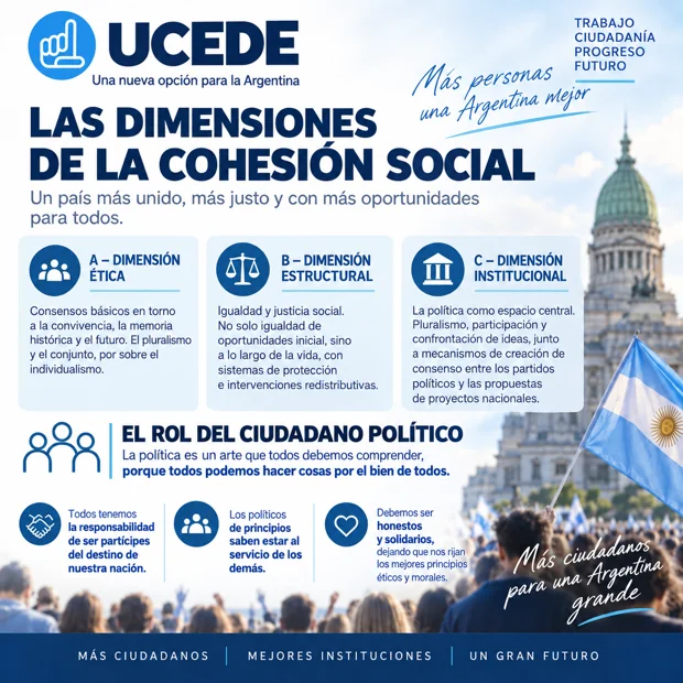 Las dimensiones de la cohesión social — lámina de UCEDE Nacional